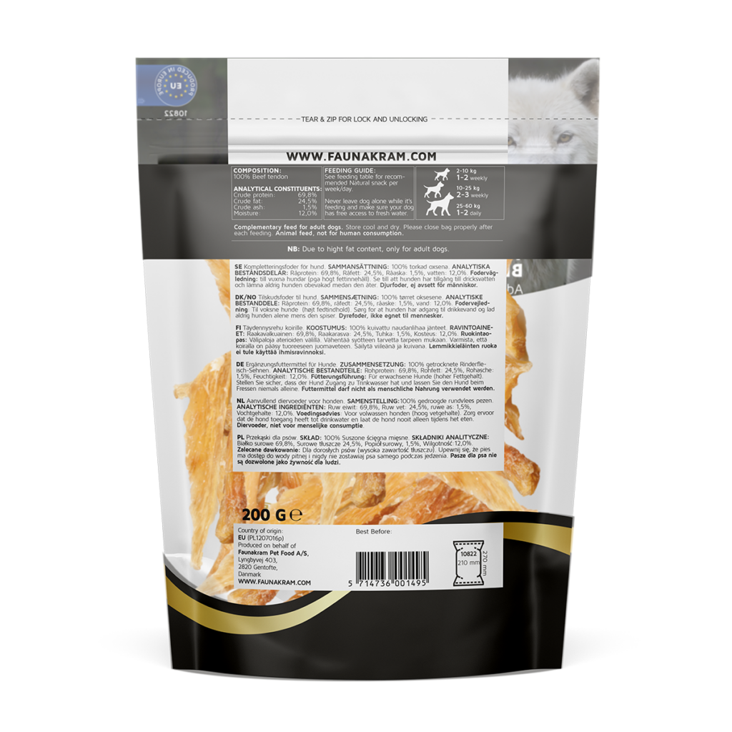 Faunakram 200g Natural Beef Tendon (10822) | FAUNAKRAM Pet Food