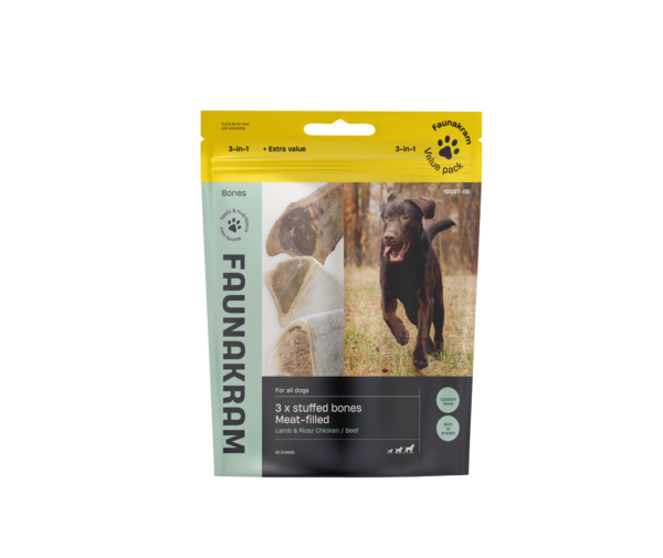 Faunakram 3-pack filled bones: Lamb & Rice/ Chicken/ Roasted bone with beef (10097-65)