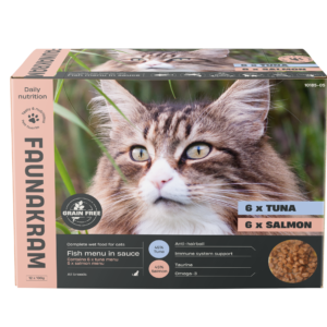 Faunakram 12 x 100g Complete cat wet food fishmenu in sauce 6 x Tuna and 6 x Salmon (10185-05)